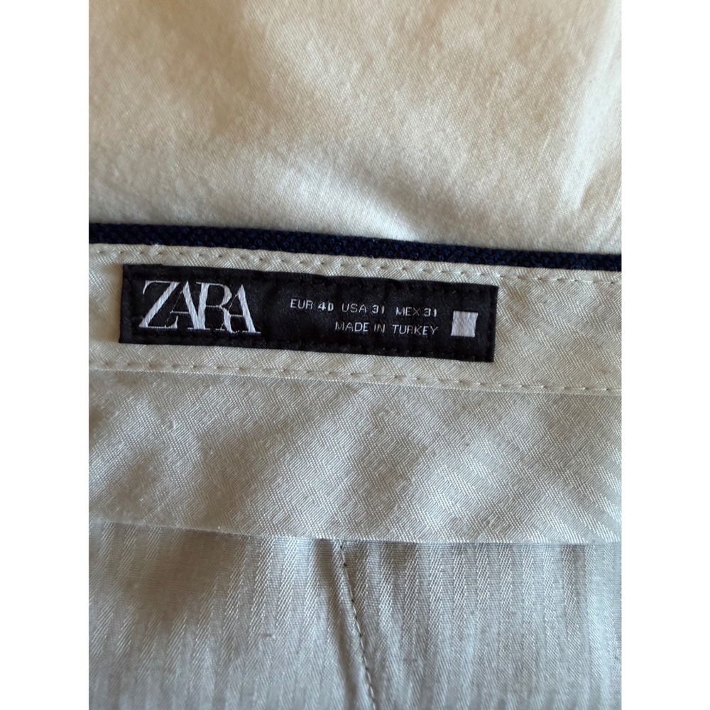 Zara Man Navy Blue Textured Wool Blend Slim Dress Pants USA 31 1564/321/430/40 - Picture 3 of 10